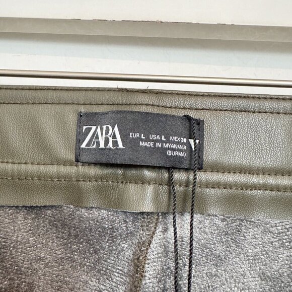 Zara Faux Leather Pants Green Size Large - Picture 7 of 12